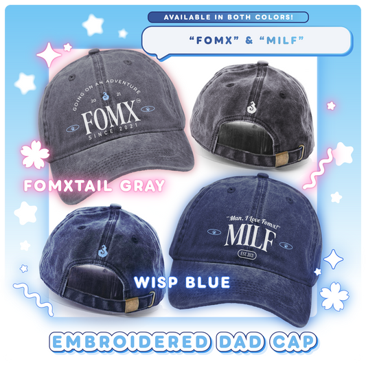 Embroidered Caps: "MILF" and "FOMX"
